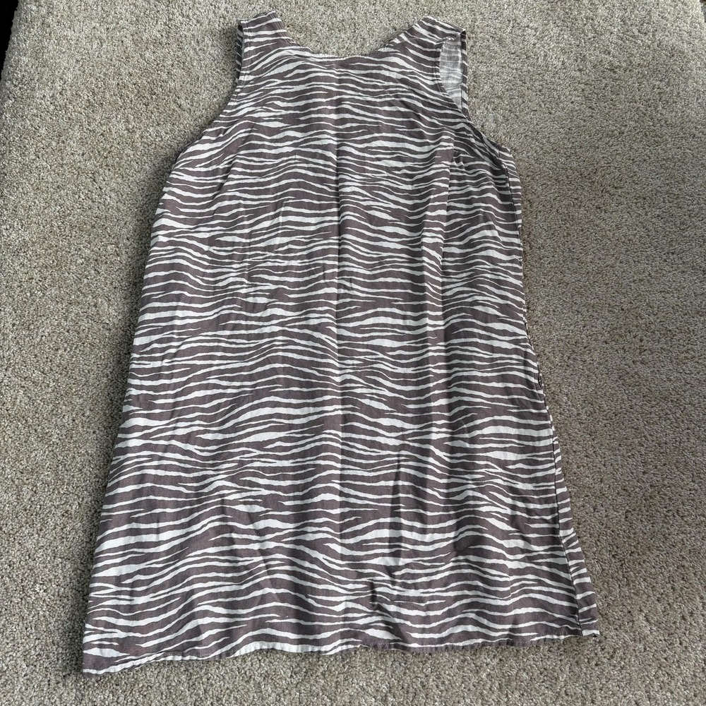 LOFT Dress Womens 12 Brown Zebra Animal Print Sleeveless V Neck Shift Short